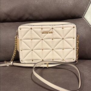 Michael Kors Beige Quilted Crossbody Bag